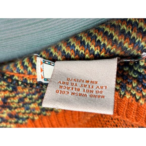 Flying Tomato Sweater Womens Small Black Orange Open Front Cardigan Paisley Boho - Picture 4 of 6